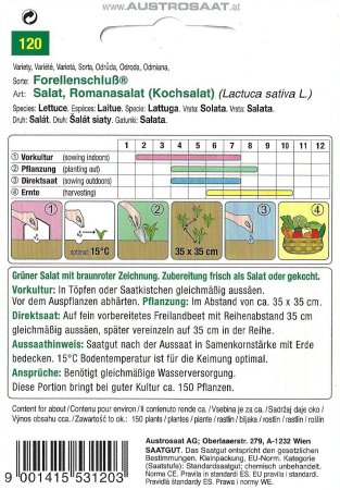 Kochsalat, Romana-Salat Forellenschluß