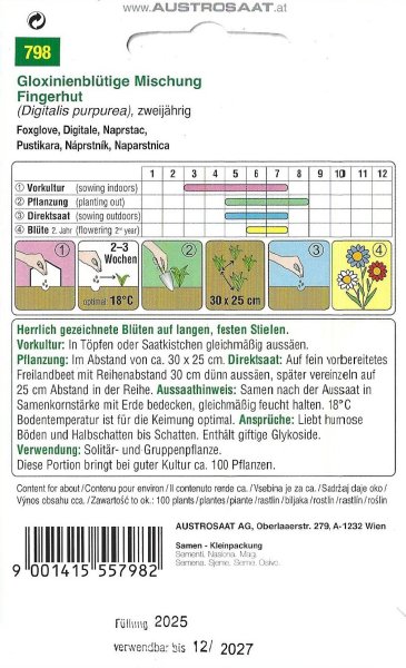 Fingerhut Gloxinienblütige Mischung (Digitalis purpurea)