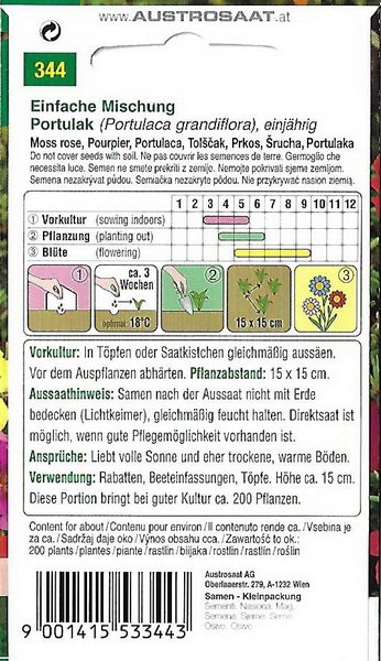 Portulakröschen Einfache Mischung (Portulaca grandiflora)