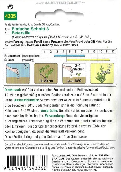 Petersilie Einfache Schnitt 3 (Petroselinum crispum)