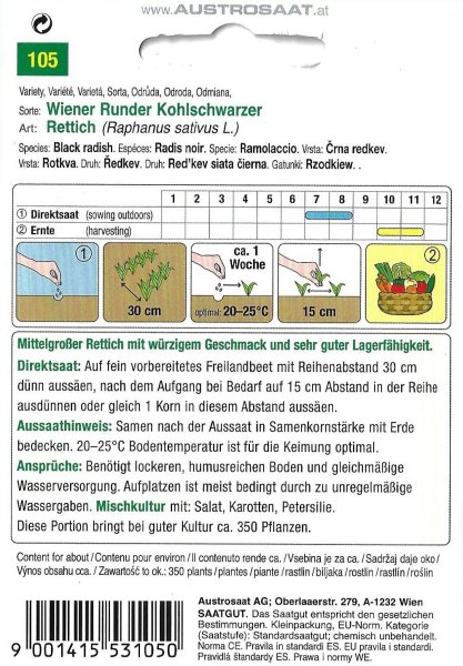 Winterrettich Wiener Runder Kohlschwarzer