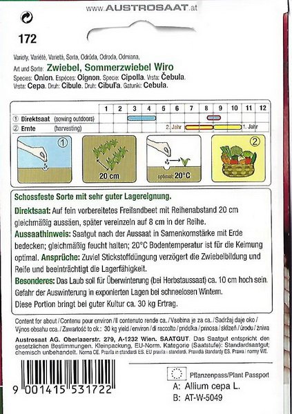 Zwiebel, Sommerzwiebel Wiro